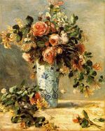 Roses and jasmine in a delft vase 1881